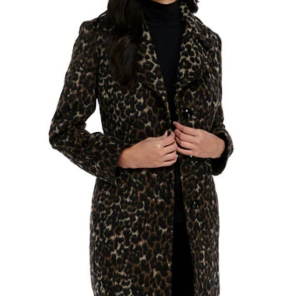 Anne Klein Leopard Wool Coat M like new